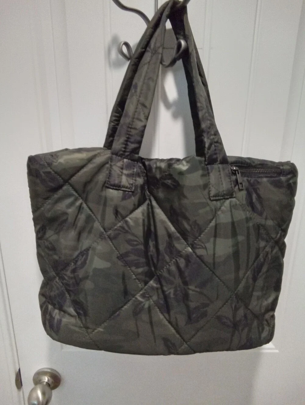 Brylane Concept Reyenne Puffer Quilted Camouflage Floral Tote Bag with Pouch Set